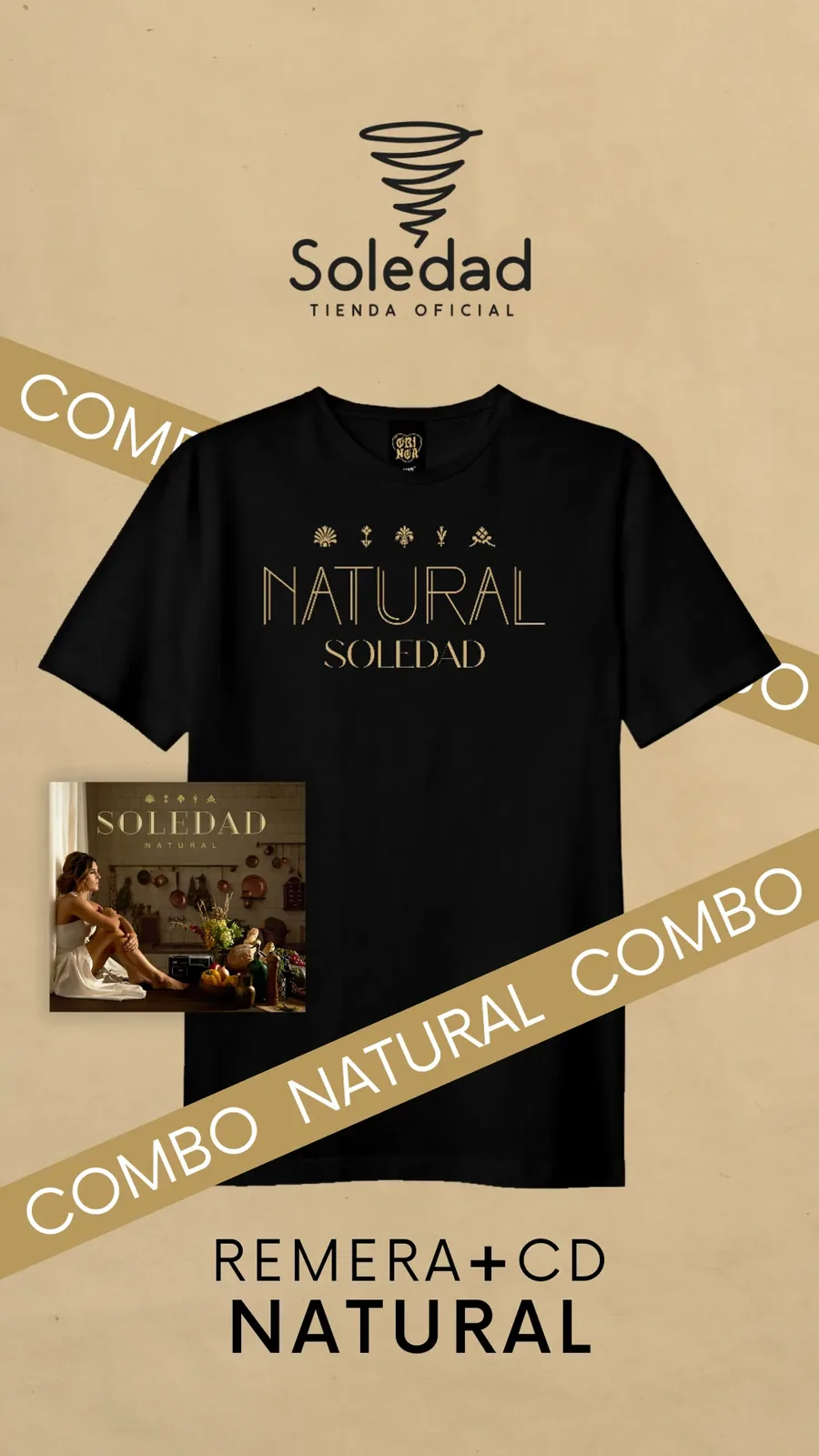 Pieza de redes — Combo Natural (remera + CD)